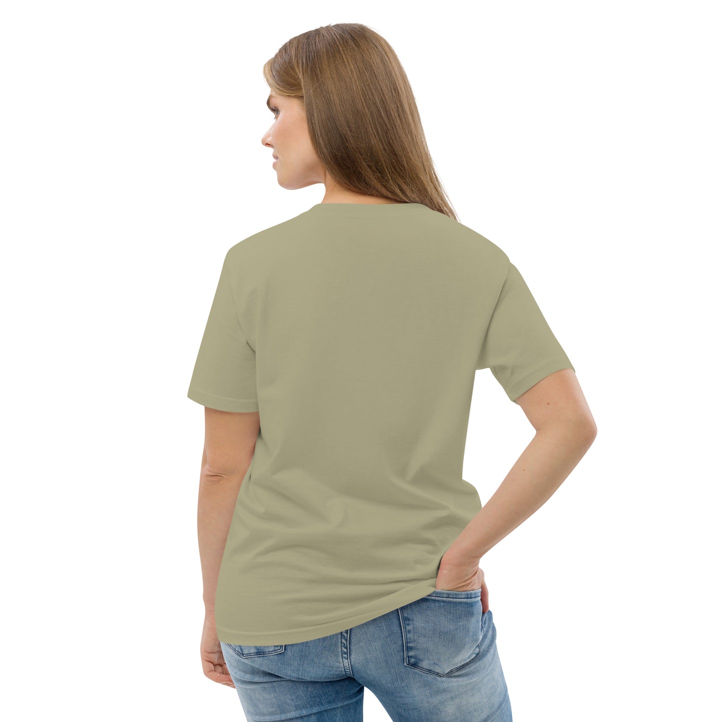 Blütenherz auf Unisex-Bio-Baumwoll-T-Shirt gestickt