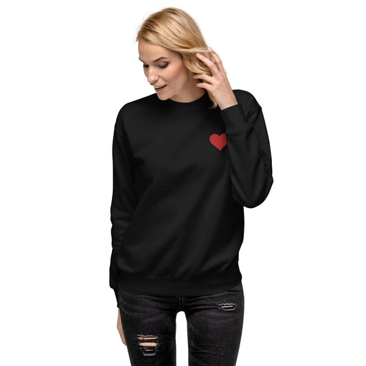 Herz gestickt auf Unisex-Premium-Pullover