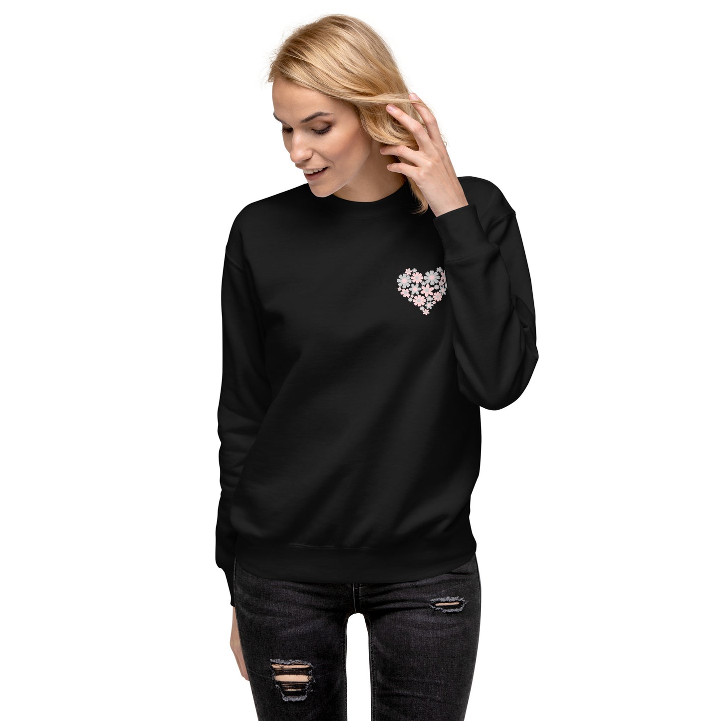 Blütenherz auf Unisex-Premium-Pullover