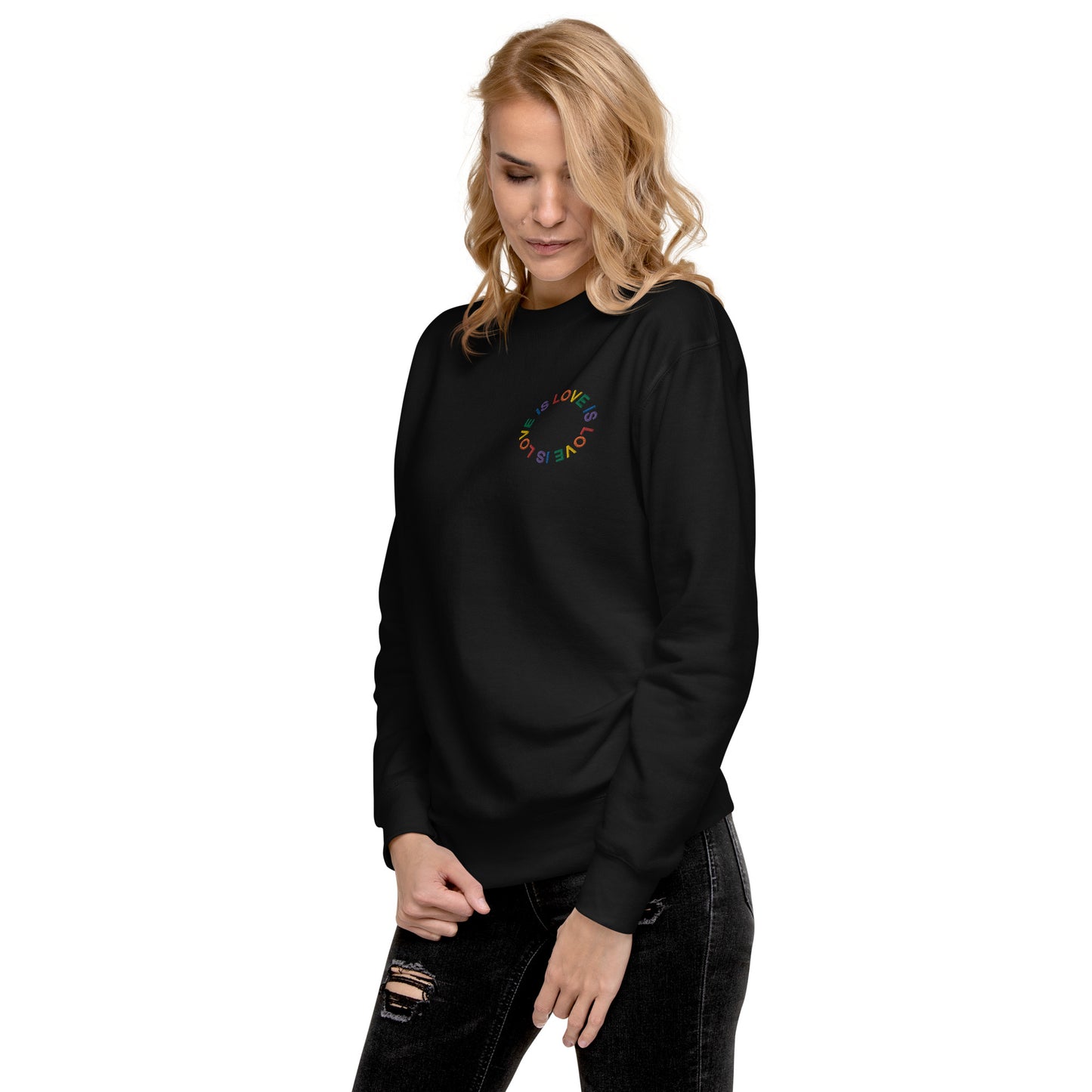 Love is Love gestickt auf Unisex-Premium-Pullover