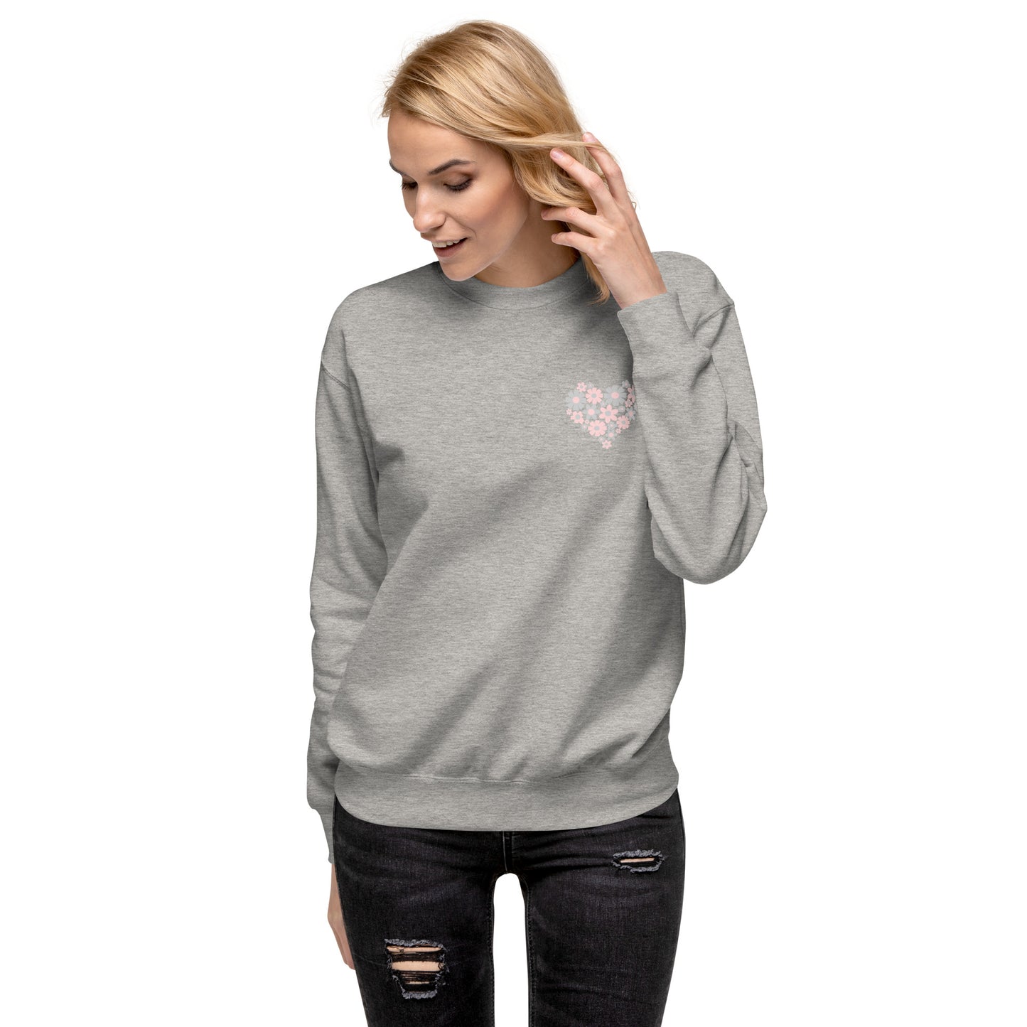 Blütenherz auf Unisex-Premium-Pullover