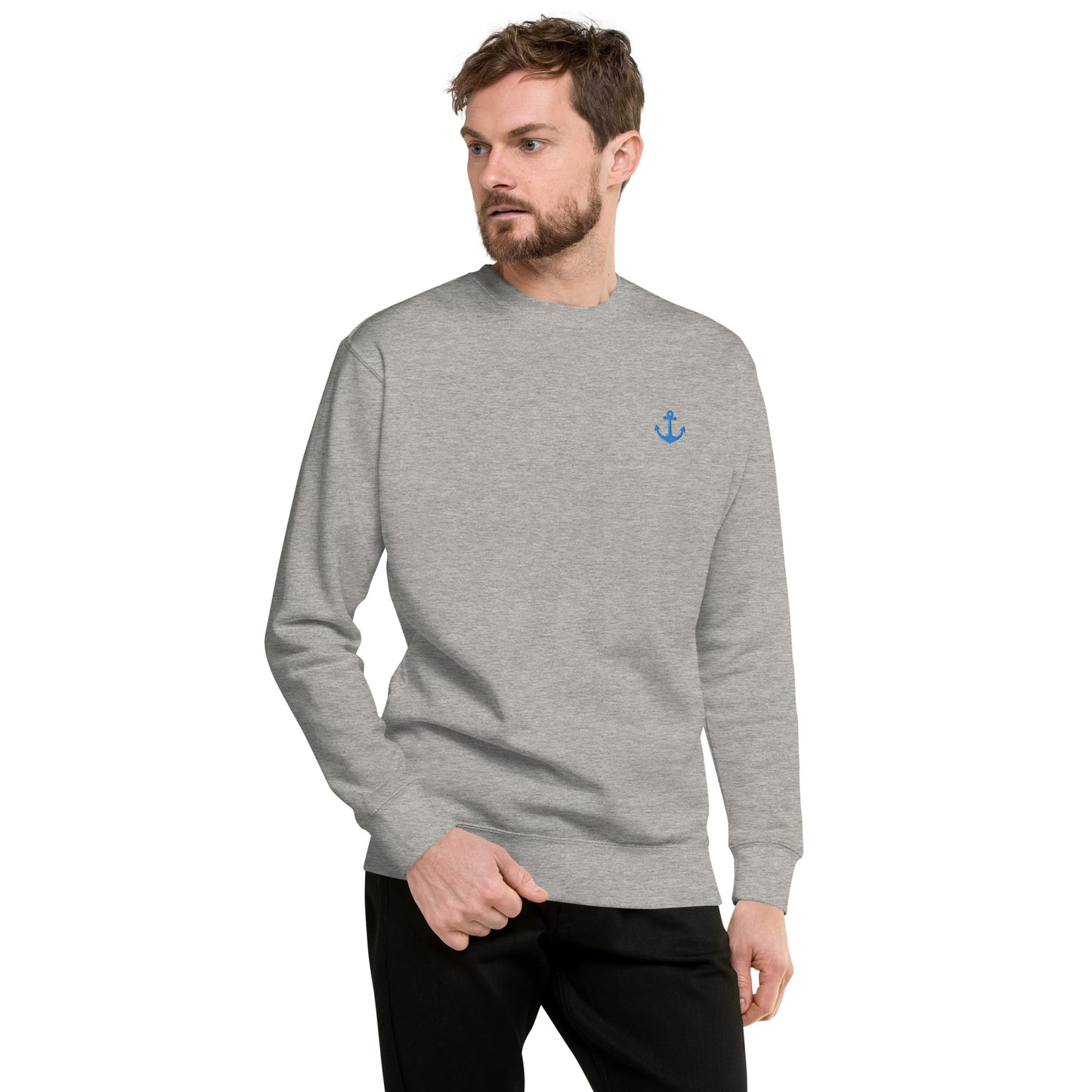 Anker auf Unisex-Premium-Pullover gestickt