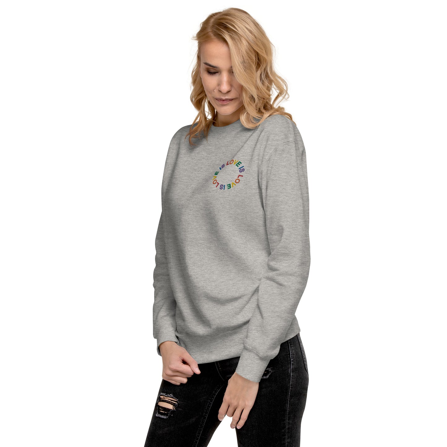 Love is Love gestickt auf Unisex-Premium-Pullover