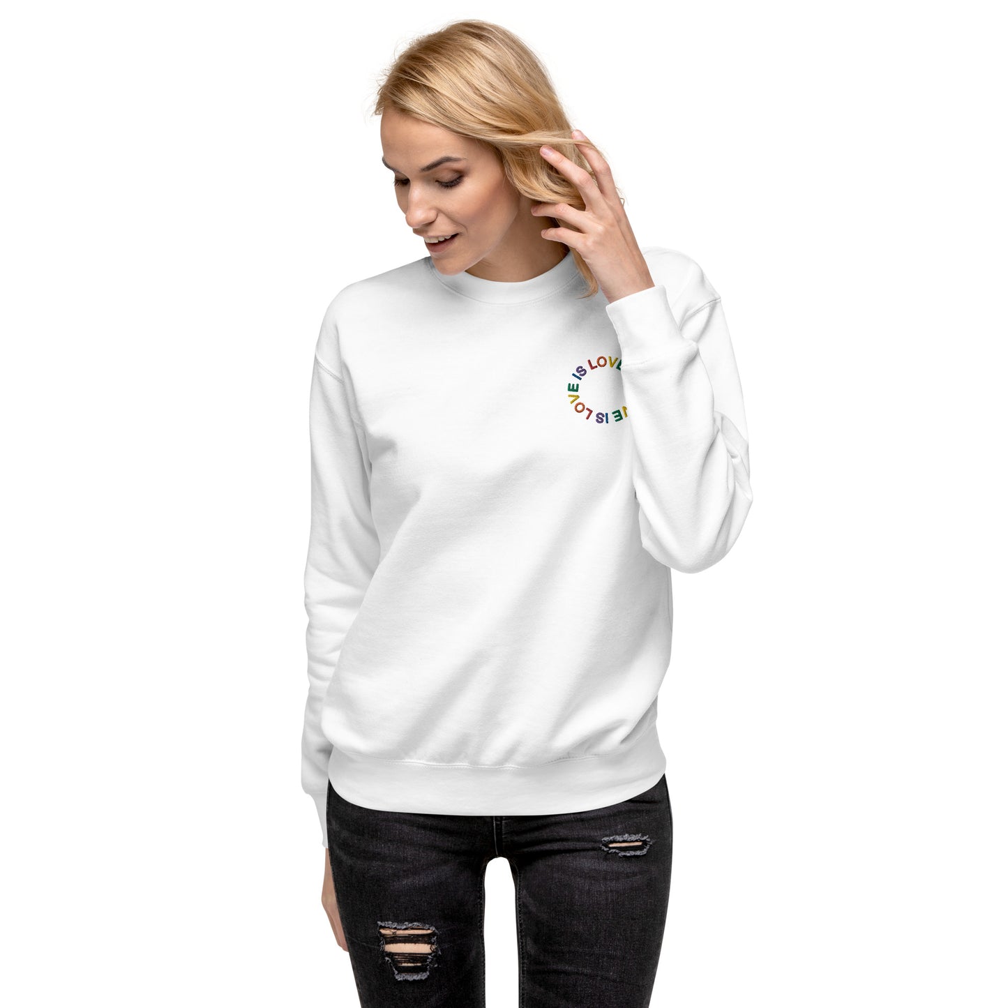 Love is Love gestickt auf Unisex-Premium-Pullover