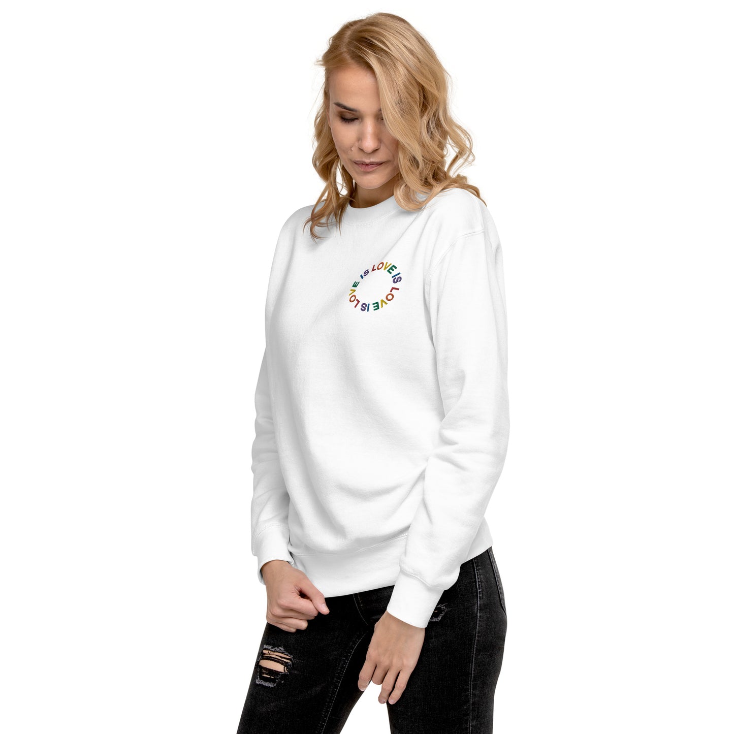 Love is Love gestickt auf Unisex-Premium-Pullover