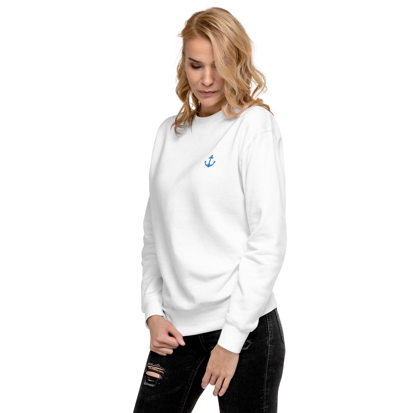 Anker auf Unisex-Premium-Pullover gestickt