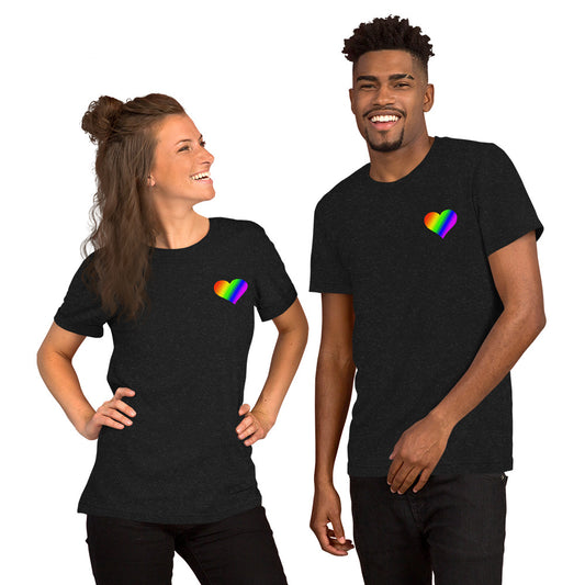 Regenbogenherz auf Unisex-T-Shirt gedruckt