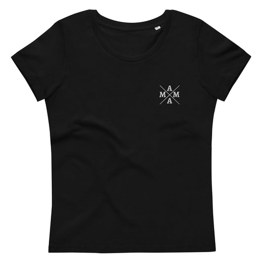 Mama auf Enganliegendes Bio-T-Shirt für Damen gestickt