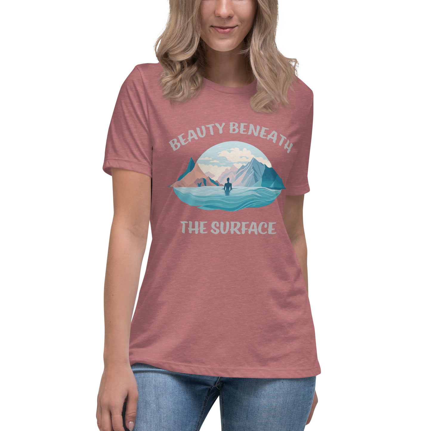 Schwimmerin auf Damen-T-Shirt gedruckt