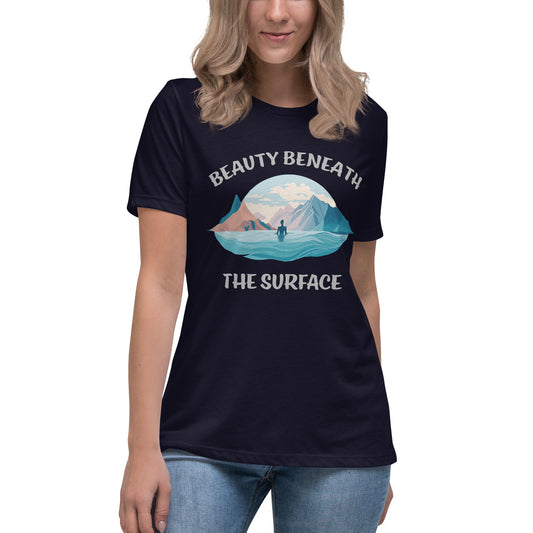 Schwimmerin auf Damen-T-Shirt gedruckt