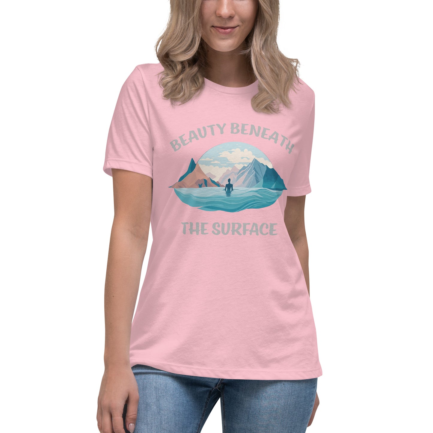 Schwimmerin auf Damen-T-Shirt gedruckt