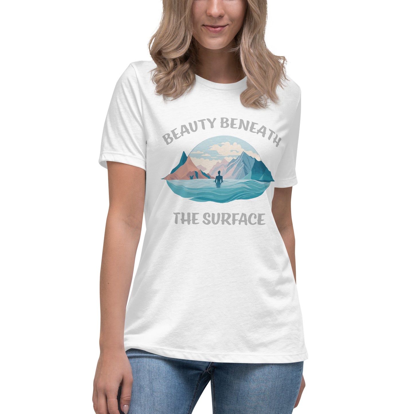 Schwimmerin auf Damen-T-Shirt gedruckt