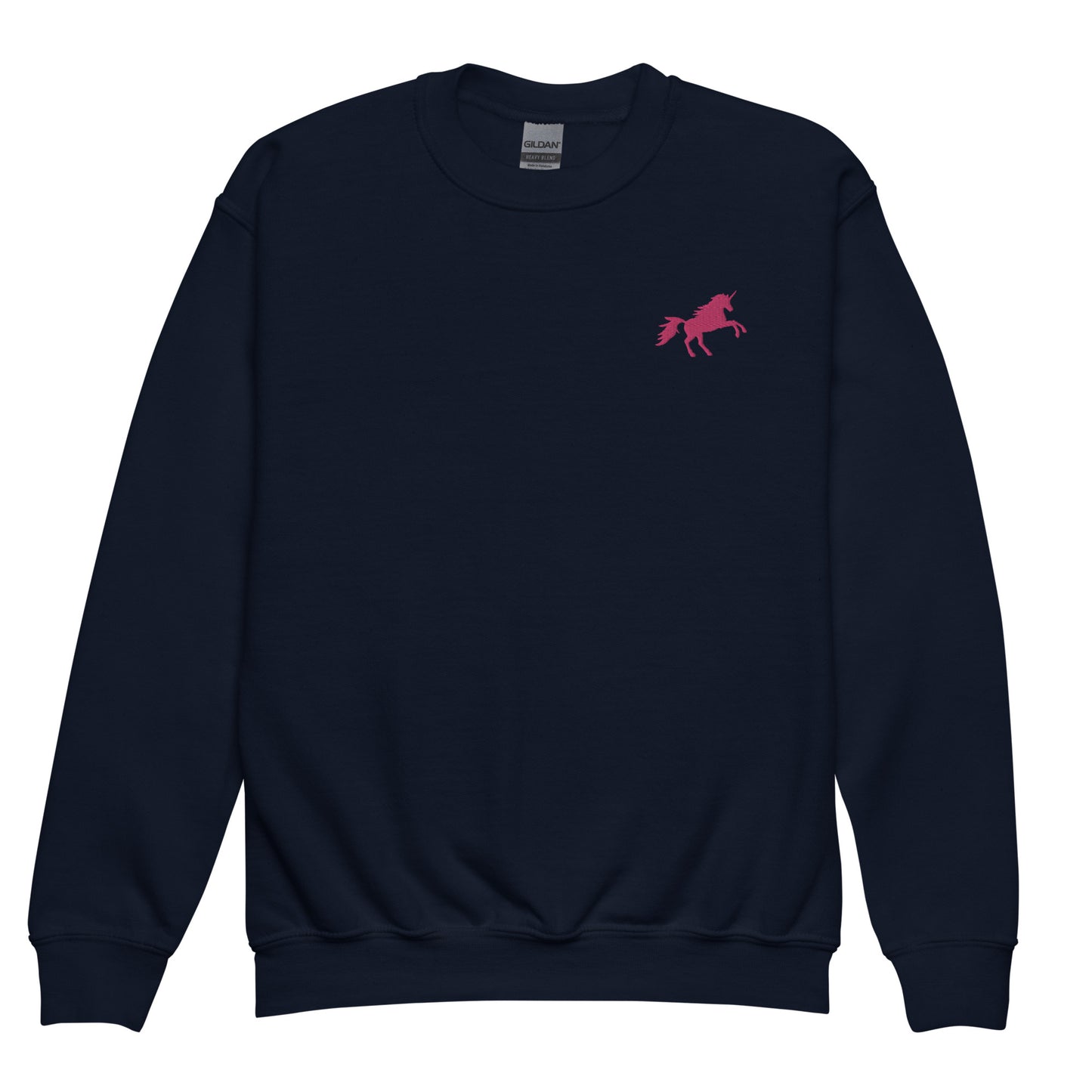 Einhorn pink auf Pullover für Jugendliche gestickt