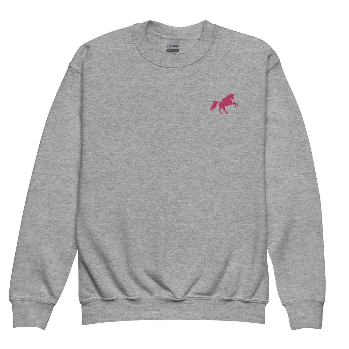 Einhorn pink auf Pullover für Jugendliche gestickt