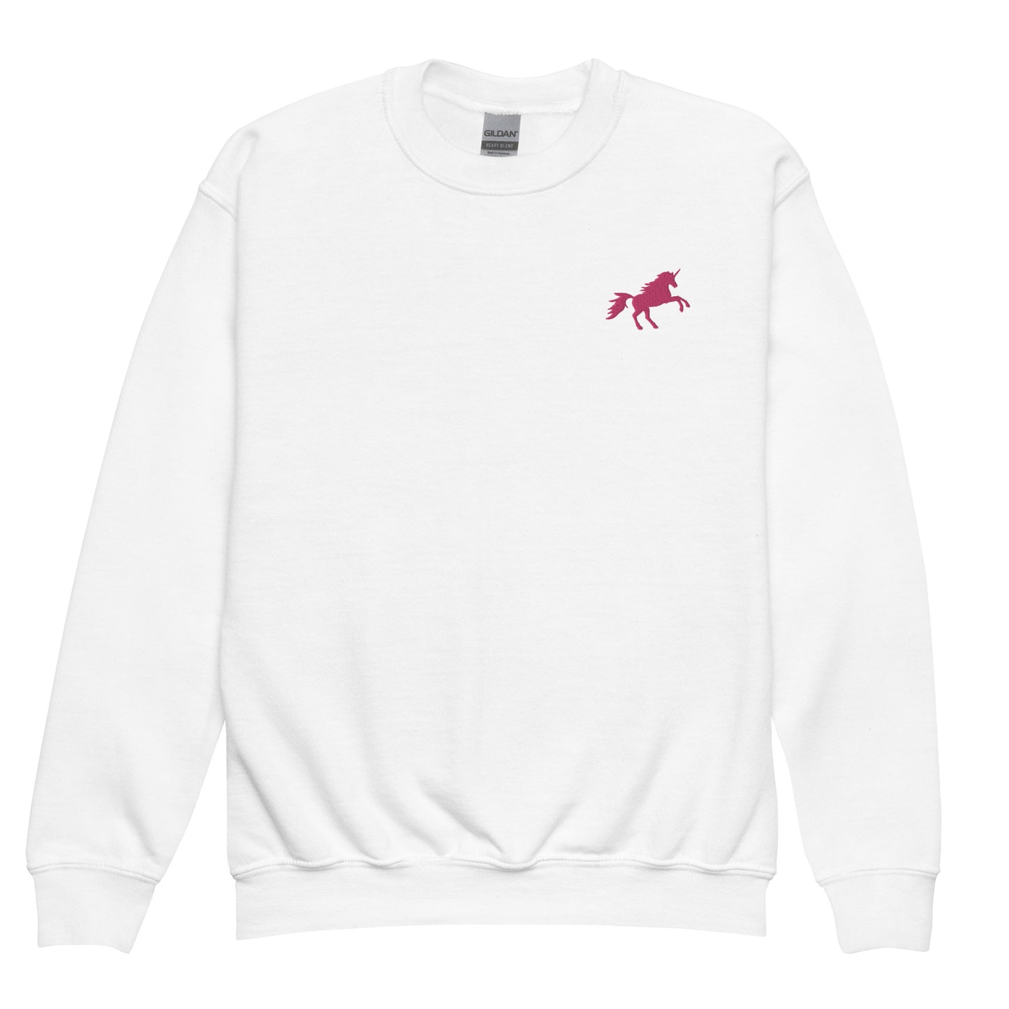 Einhorn pink auf Pullover für Jugendliche gestickt