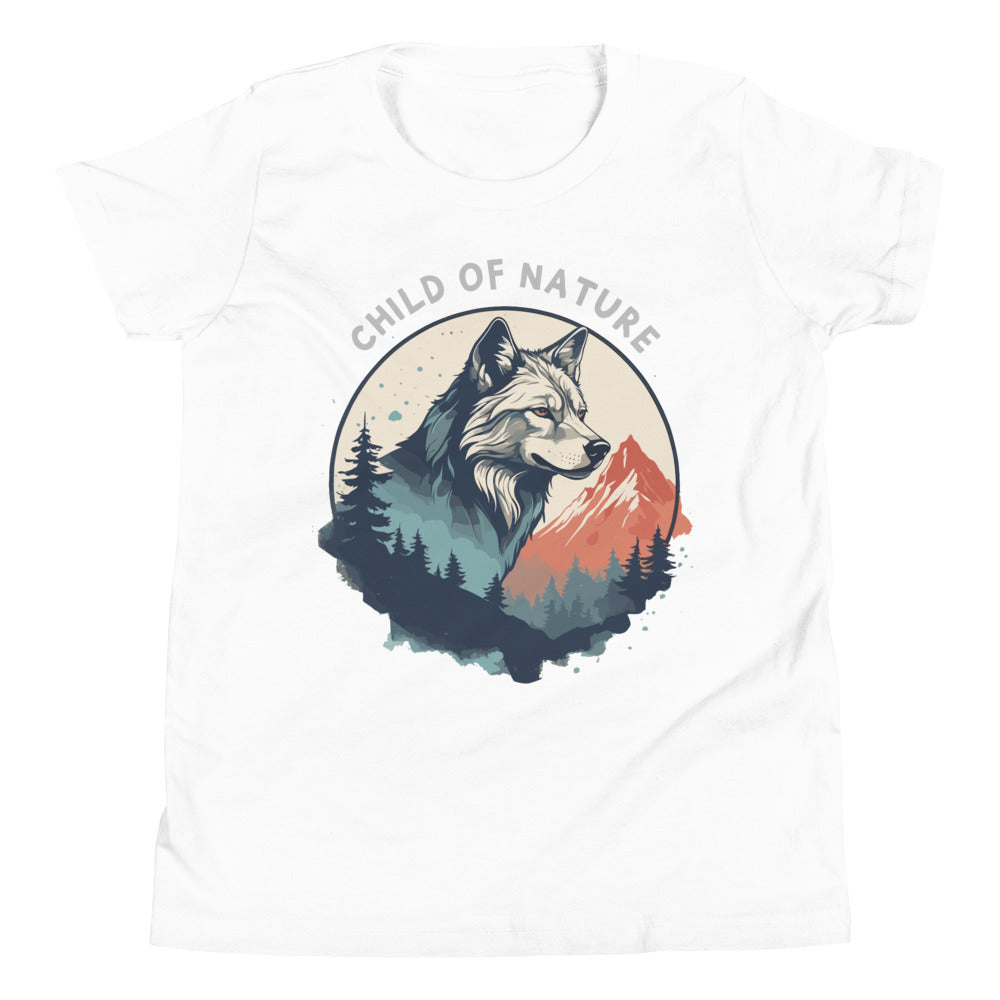 Wolf Natur auf T-Shirt für Kinder/Jugendliche gedruckt